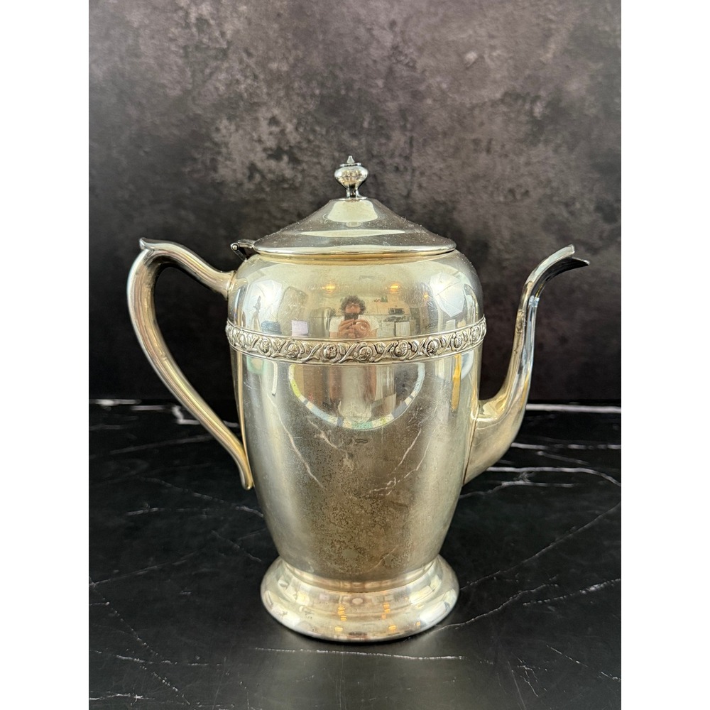 VTG FB Rogers Silver on Copper Coffee Pot Silver Plated 8in Tall